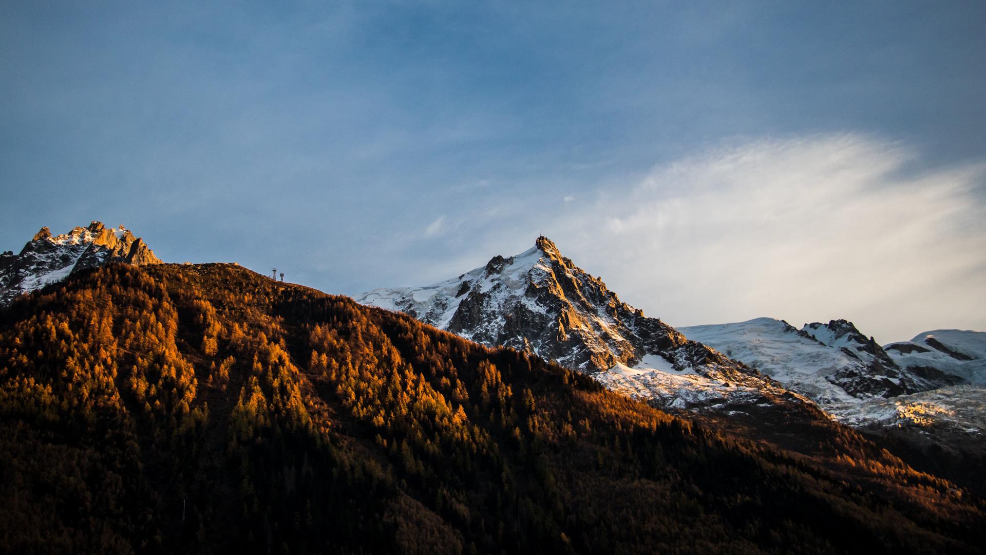 coucher de soleil sur l'aiguille midi